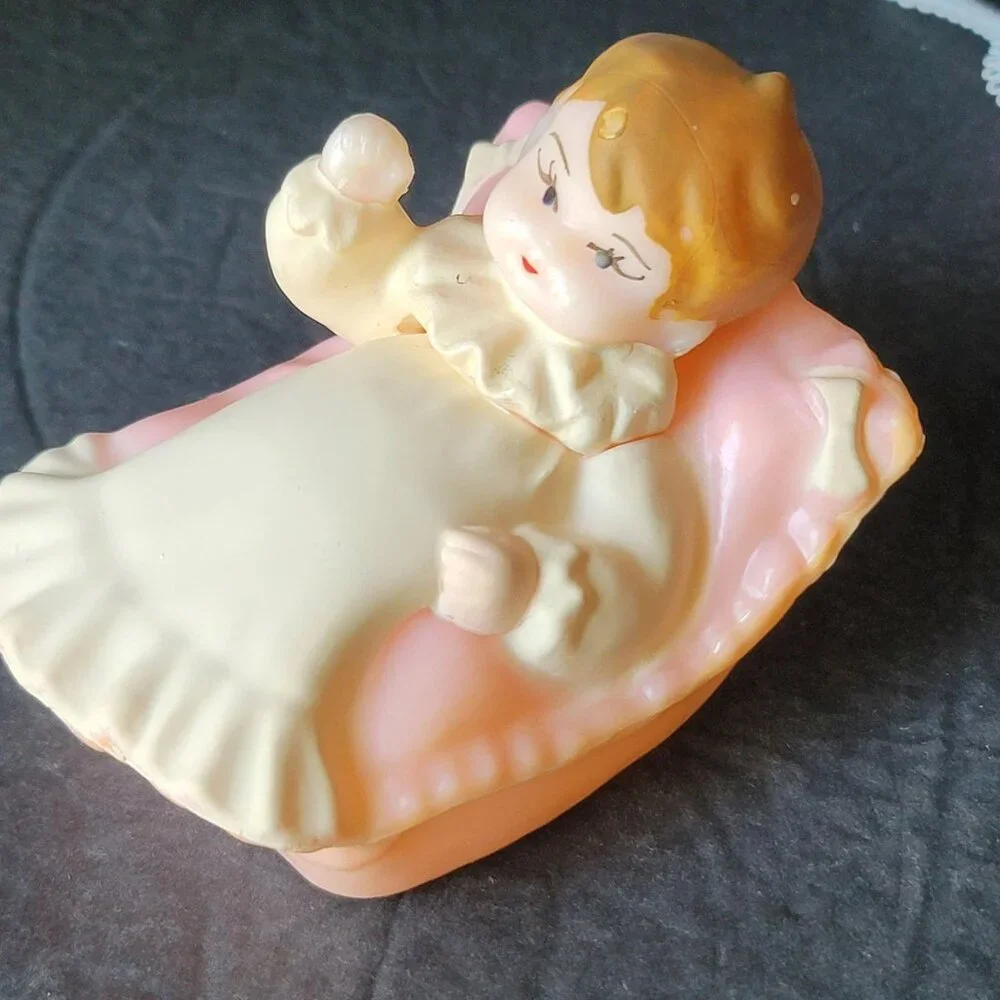 Vintage Wilton Baby Shower Christening Cake Toppers Boy Girl baby Rattles Pink B
